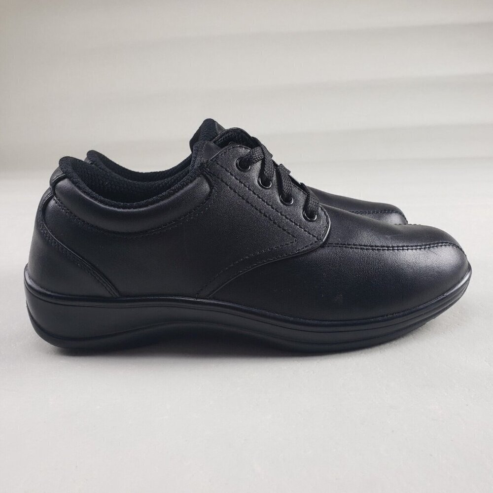 Orthofeet Lake Charles Lace Up Shoe Womens 7.5 B Black Leather Diabetic Orthotic - Picture 2 of 11